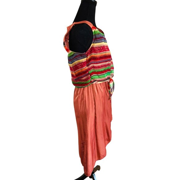 Anthropologie Blu Pepper Dress M Tie Up Multi Color Hi Low Hem Aztec Santa Fe - Picture 3 of 11